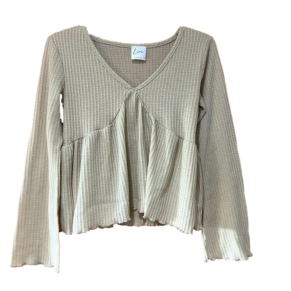 Livi By Olivia Rae Tan Ruffled Blouse Womens